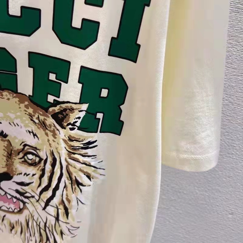 G*u*i men gg tiger cotton t-shirt white jersey tiger head crewneck