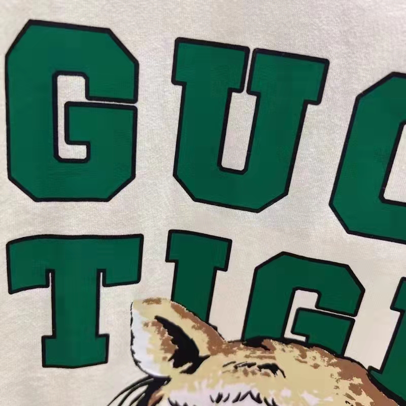 G*u*i men gg tiger cotton t-shirt white jersey tiger head crewneck