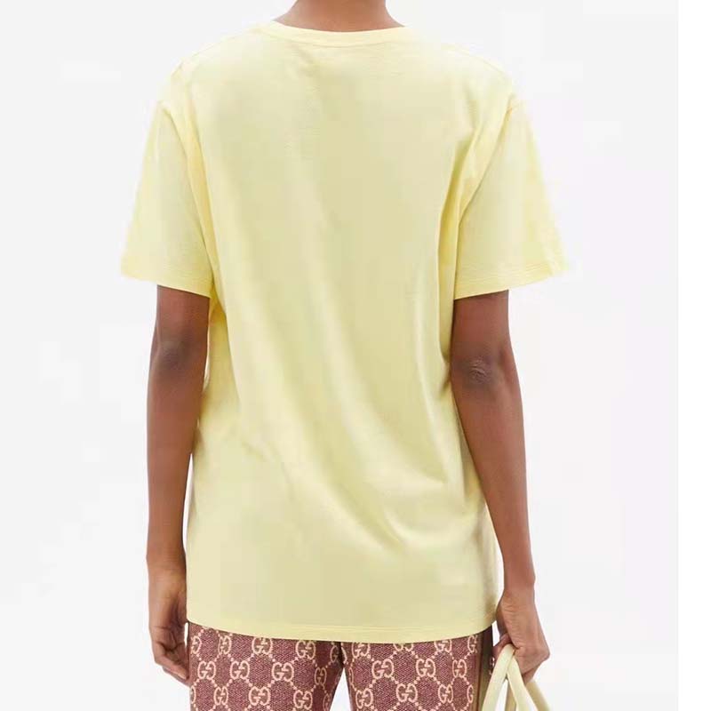 G*u*i men gg tiger interlocking g t-shirt yellow cotton jersey flower crewneck oversize fit