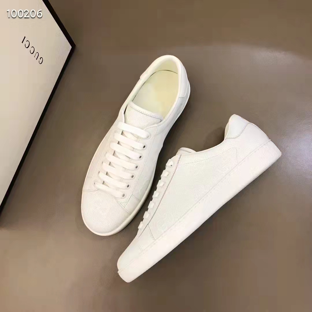 G*u*i unisex ace gg embossed sneaker white gg embossed leather rubber sole