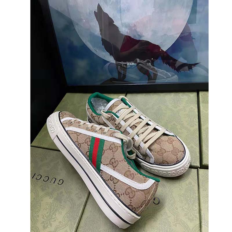 G*u*i unisex gg G*u*i tennis 1977 sneaker beige ebony original canvas