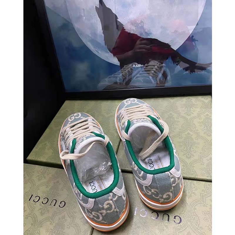 G*u*i unisex G*u*i tennis 1977 sneaker light blue ivory gg stretch cotton