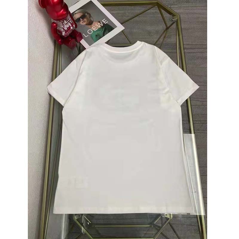 G*u*i women gg tiger interlocking g t-shirt white cotton jersey flower crewneck oversize fit