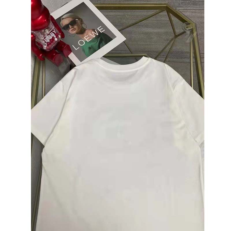 G*u*i women gg tiger interlocking g t-shirt white cotton jersey flower crewneck oversize fit
