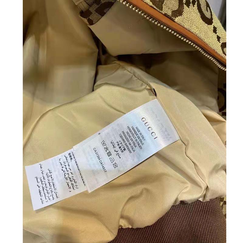 G*u*i men jumbo gg canvas jacket beige ebony jumbo cotton wool leather