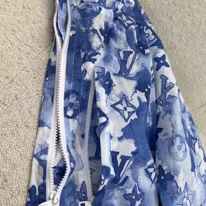 Louis Vuitton LV Men Blue Watercolor Windbreaker 100% Polyamide Indigo Regular Fit