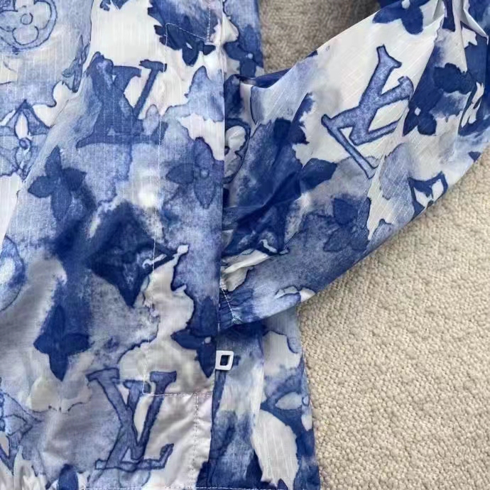 Louis Vuitton LV Men Blue Watercolor Windbreaker 100% Polyamide Indigo Regular Fit
