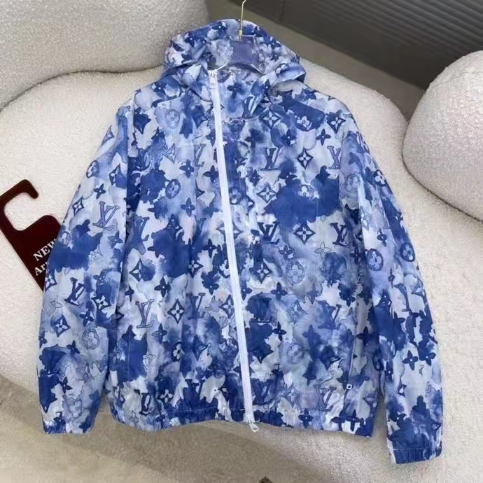 Louis Vuitton LV Men Blue Watercolor Windbreaker 100% Polyamide Indigo Regular Fit