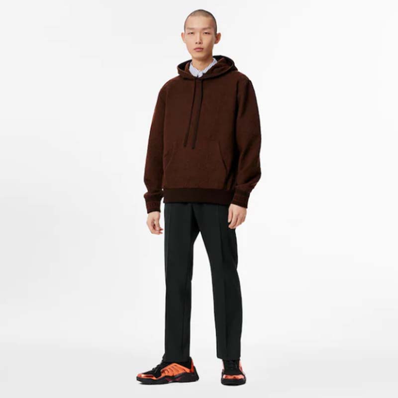 Louis Vuitton LV Men Monogram Hoodie Wool Polyester Brown Slightly Loose Fit