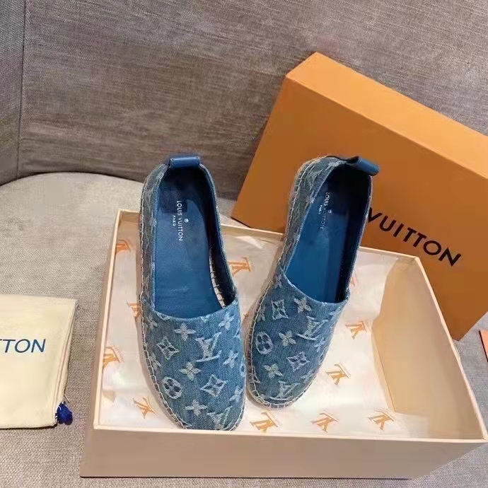 Louis Vuitton Unisex Starboard Flat Espadrille Monogram Denim Calf Leather Denim Blue