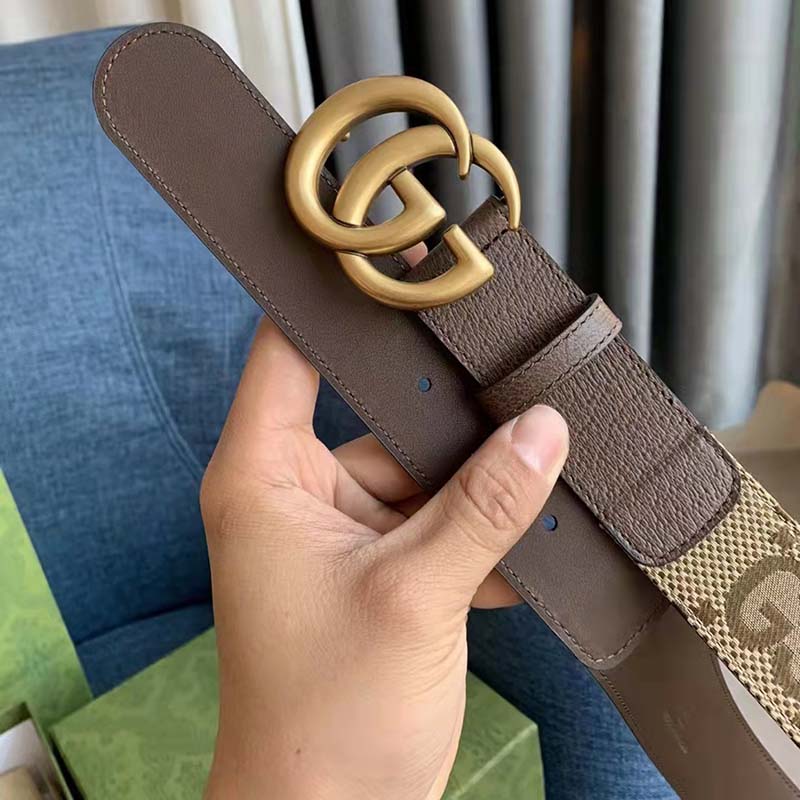 G*u*i unisex jumbo gg canvas marmont wide belt double g buckle 4 cm width