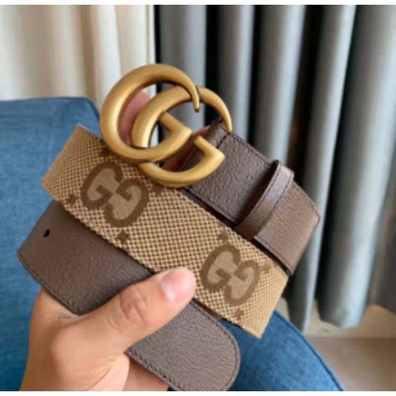 G*u*i unisex jumbo gg canvas marmont wide belt double g buckle 4 cm width