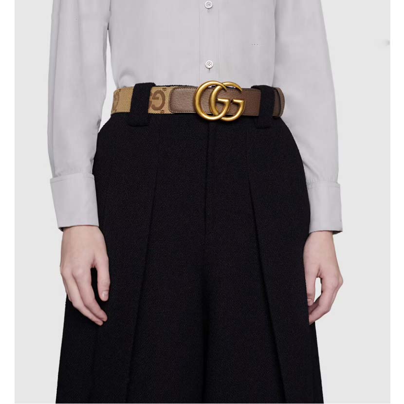 G*u*i unisex jumbo gg canvas marmont wide belt double g buckle 4 cm width