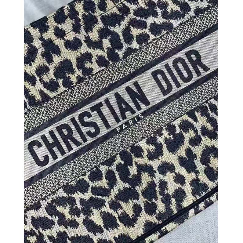 Dior Unisex CD Medium Dior Book Tote Beige Multicolor Mizza Embroidery