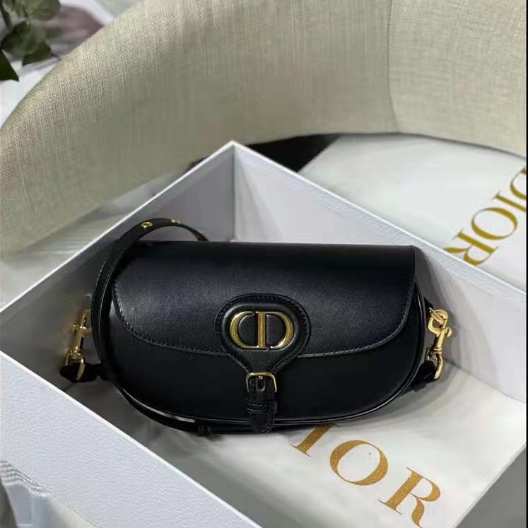 Dior Women CD Dior Bobby East-West Bag Black Box Calfskin