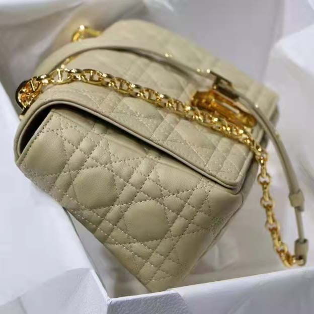 Dior Women CD Medium Dior Caro Bag Beige Supple Cannage Calfskin
