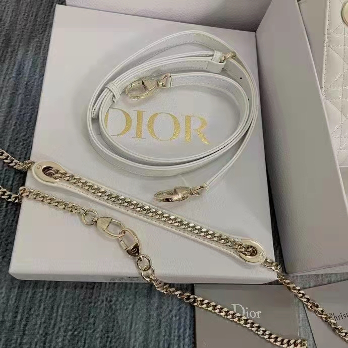 Dior Women CD Mini Lady Dior Bag Latte Patent Cannage Calfskin