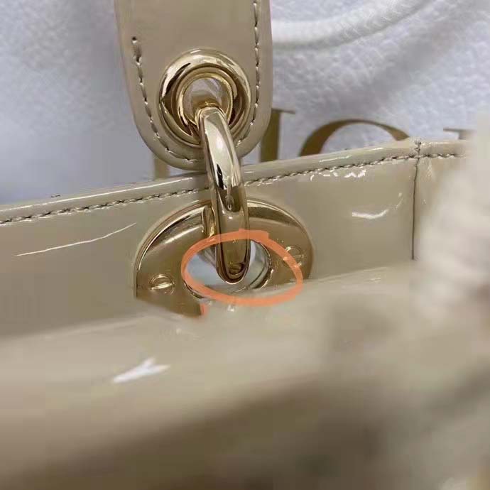 Dior Women CD Mini Lady Dior Bag Pale Yellow Patent Cannage Calfskin