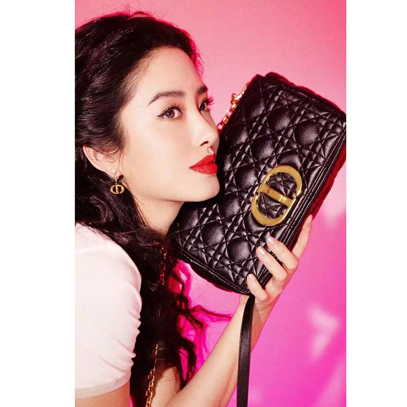 Dior Women CD Small Dior Caro Bag Black Supple Cannage Calfskin