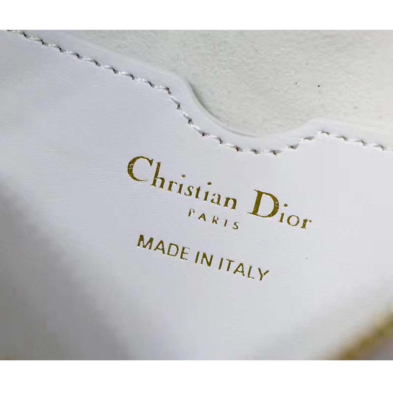 Dior Women CD Small Dior Vibe Hobo Bag White Cannage Lambskin