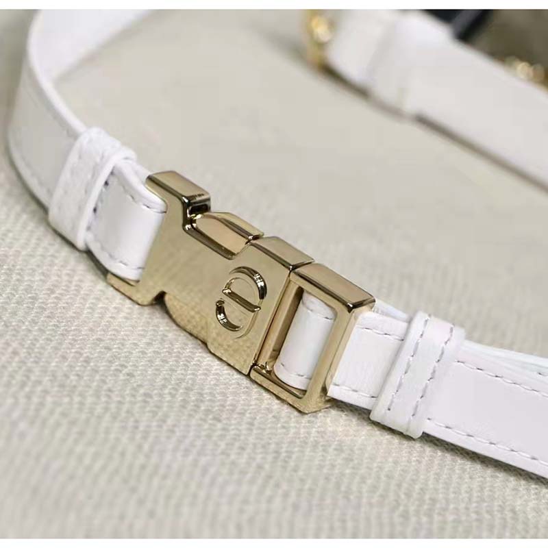 Dior Women CD Small Dior Vibe Hobo Bag White Cannage Lambskin