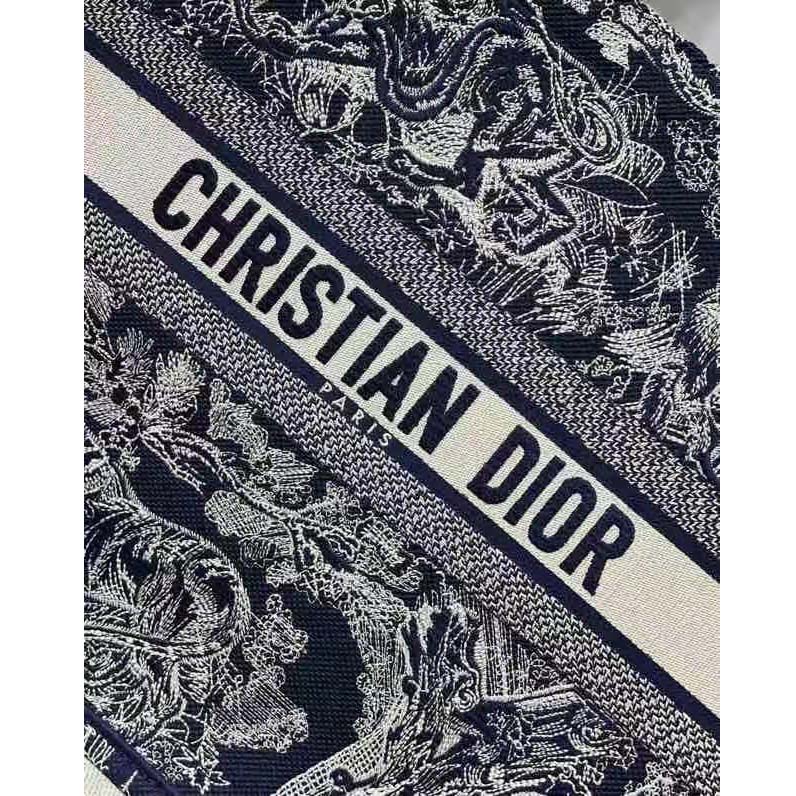 Dior Unisex Large Book Tote Blue Toile De Jouy Reverse Embroidery