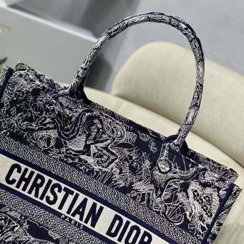 Dior Unisex Medium Book Tote Blue Toile De Jouy Reverse Embroidery