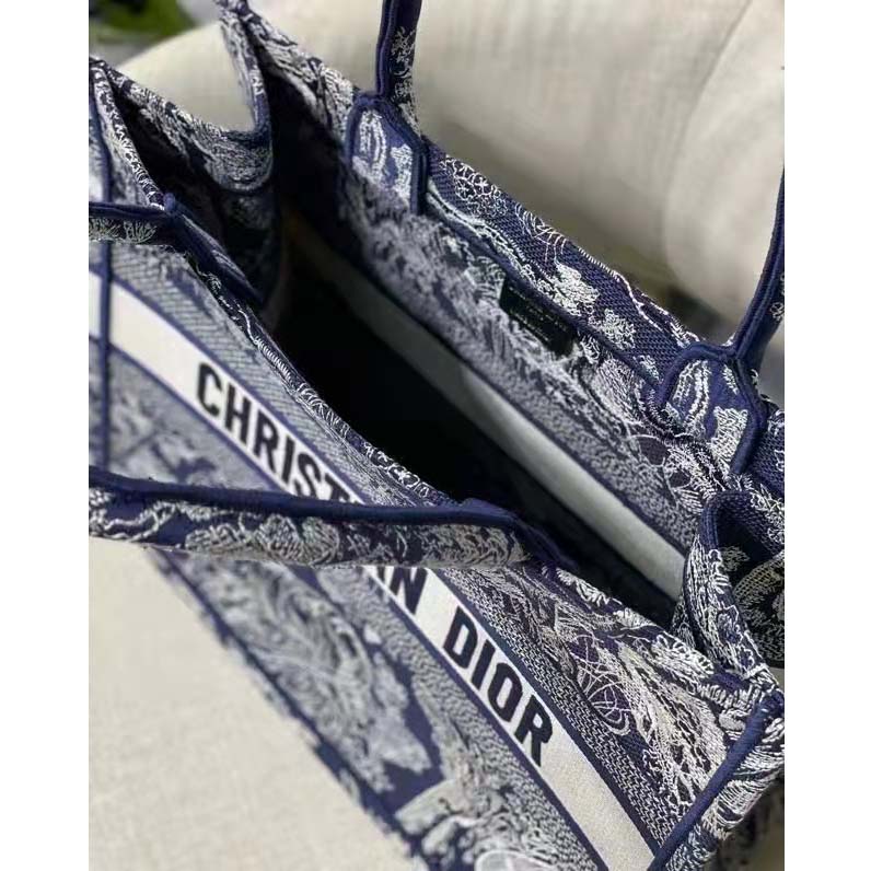 Dior Unisex Medium Book Tote Blue Toile De Jouy Reverse Embroidery