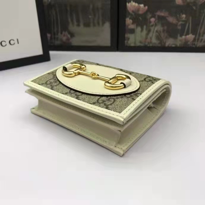 G*u*i gg unisex 1955 horsebit card case wallet beige ebony gg supreme canvas