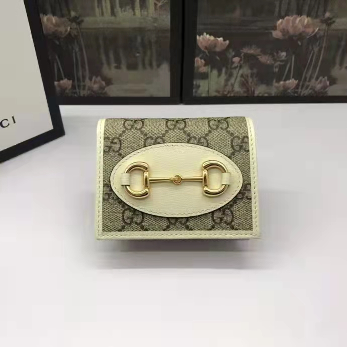 G*u*i gg unisex 1955 horsebit card case wallet beige ebony gg supreme canvas