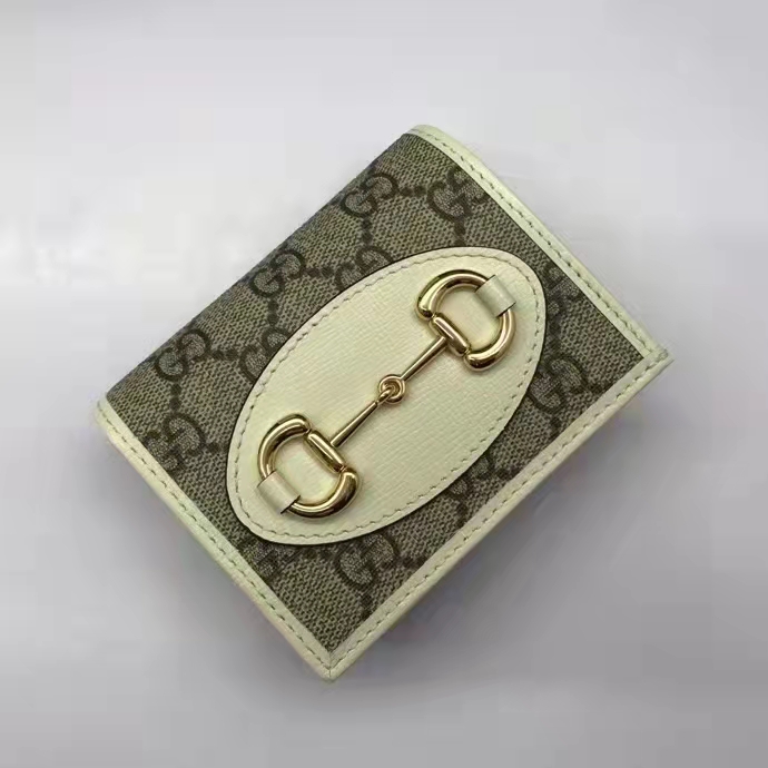 G*u*i gg unisex 1955 horsebit card case wallet beige ebony gg supreme canvas