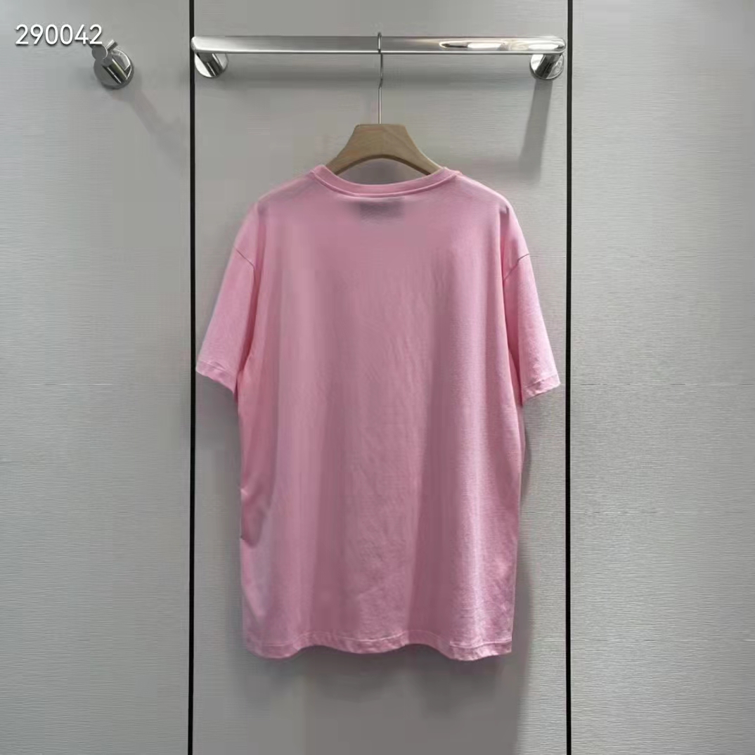 G*u*i men gg interlocking g heart t-shirt pink cotton jersey crewneck oversize fit