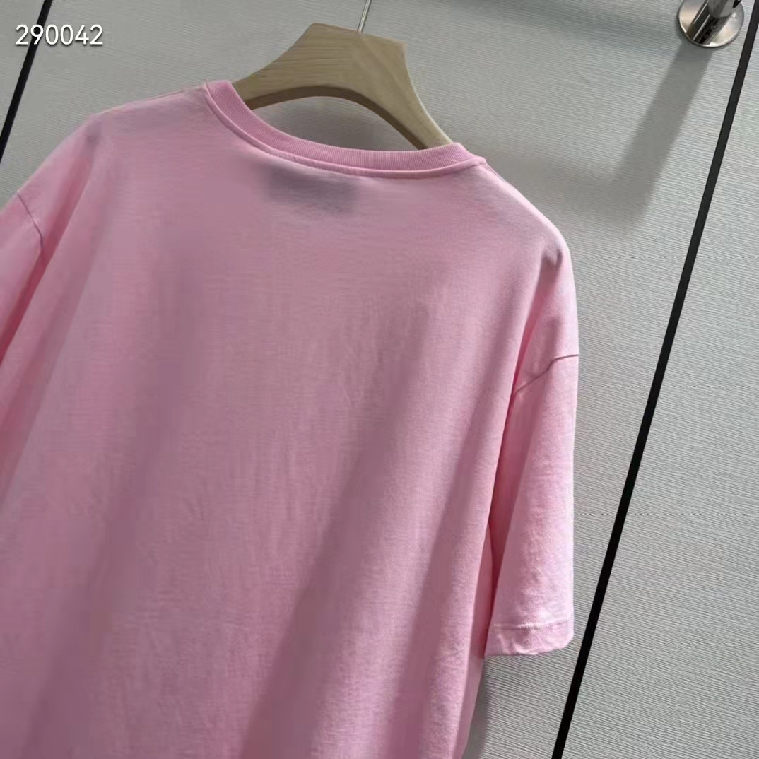 G*u*i men gg interlocking g heart t-shirt pink cotton jersey crewneck oversize fit