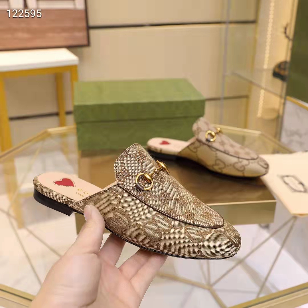 G*u*i unisex jumbo gg princetown slipper camel ebony jumbo gg canvas