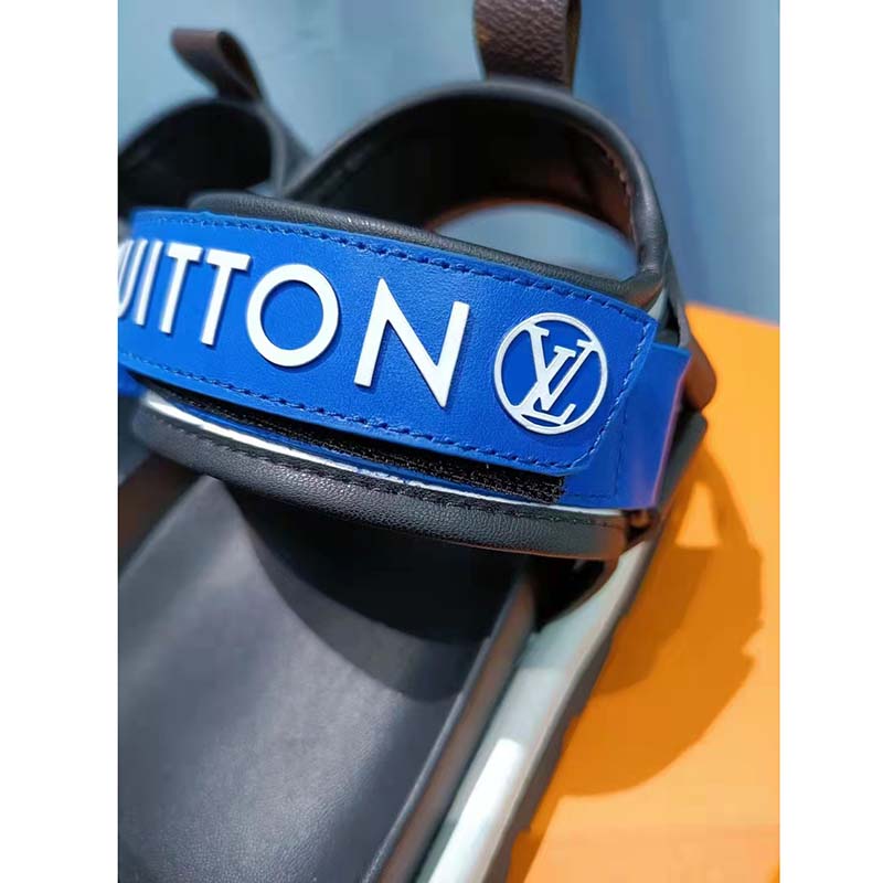 Louis Vuitton Unisex Pool Pillow Flat Comfort Sandal Blue Calf Leather