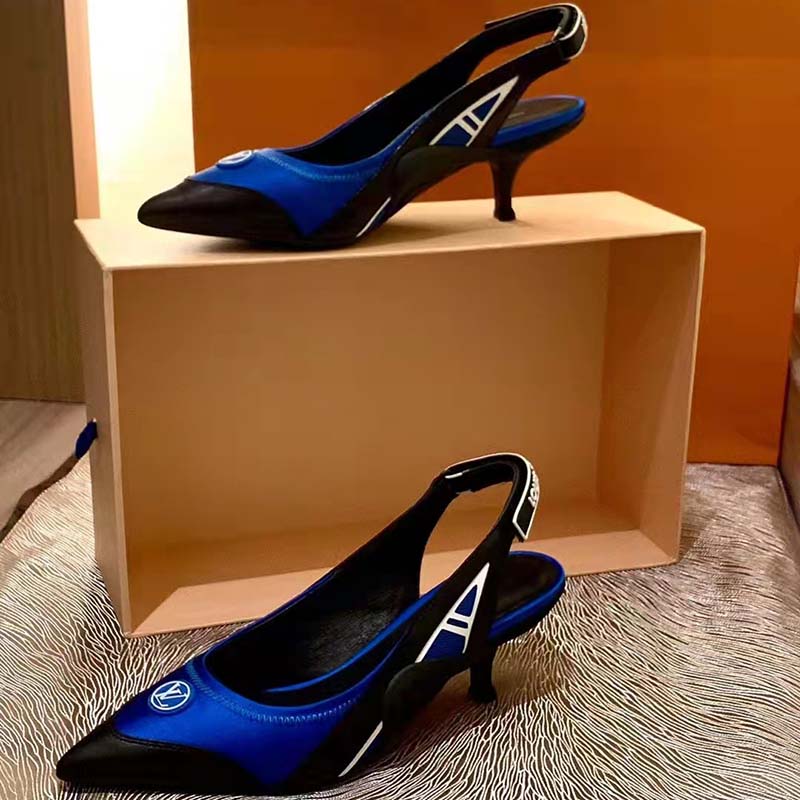 Louis Vuitton Women Archlight Slingback Pump Blue Technical Satin Calf Leather