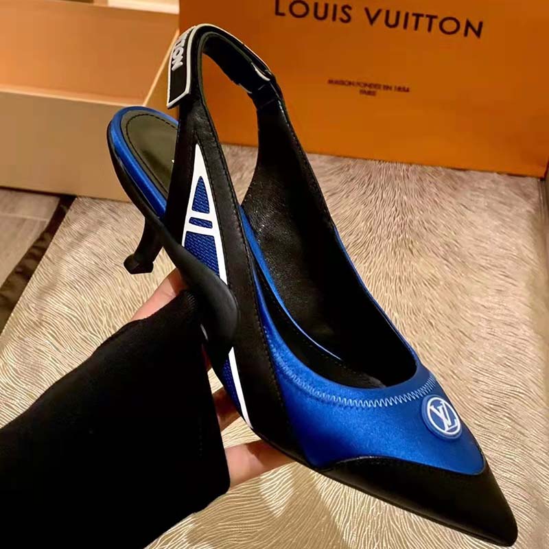 Louis Vuitton Women Archlight Slingback Pump Blue Technical Satin Calf Leather