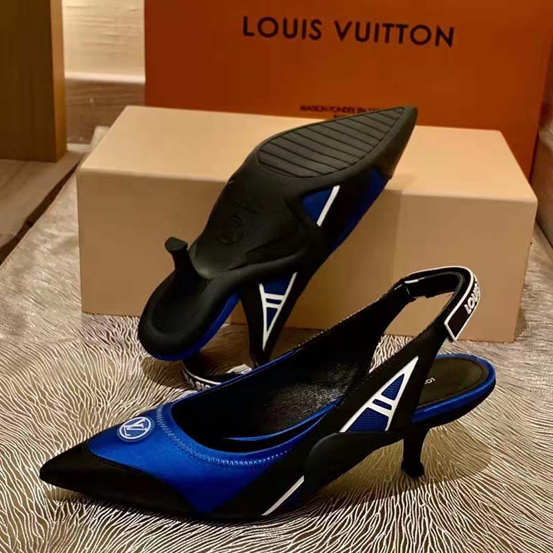 Louis Vuitton Women Archlight Slingback Pump Blue Technical Satin Calf Leather