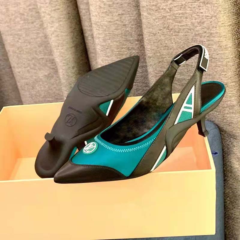 Louis Vuitton Women Archlight Slingback Pump Green Technical Satin Calf Leather