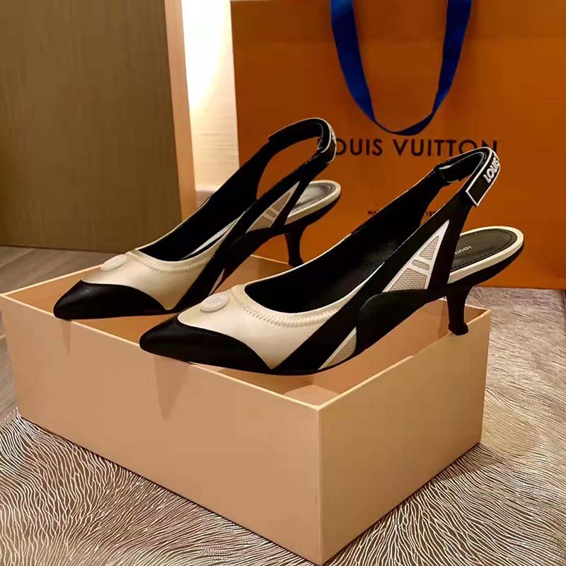 Louis Vuitton Women Archlight Slingback Pump White Technical Satin Calf Leather