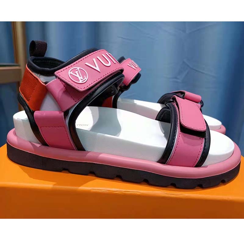 Louis Vuitton Women Pool Pillow Flat Comfort Sandal Blue Calf Leather
