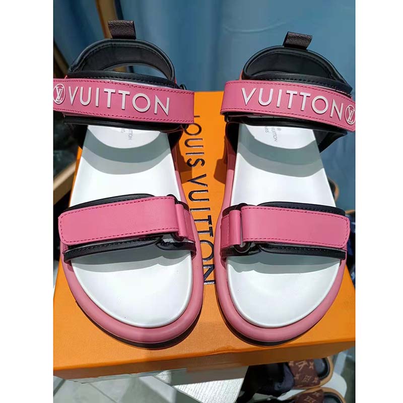 Louis Vuitton Women Pool Pillow Flat Comfort Sandal Blue Calf Leather