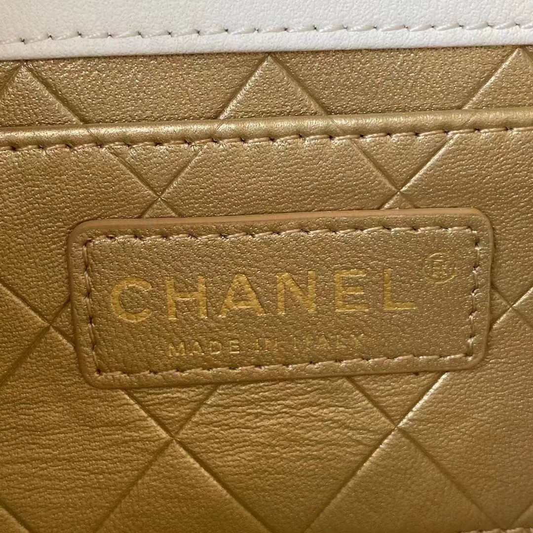 Chanel Women Mini Flap Bag Lambskin Glass Imitation Pearls Strass Gold Silver