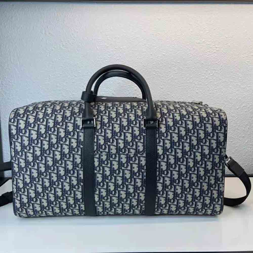 Dior Unisex Lingot 50 Bag Beige Black Dior Oblique Jacquard