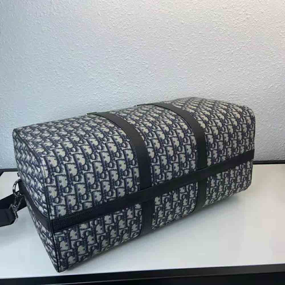 Dior Unisex Lingot 50 Bag Beige Black Dior Oblique Jacquard