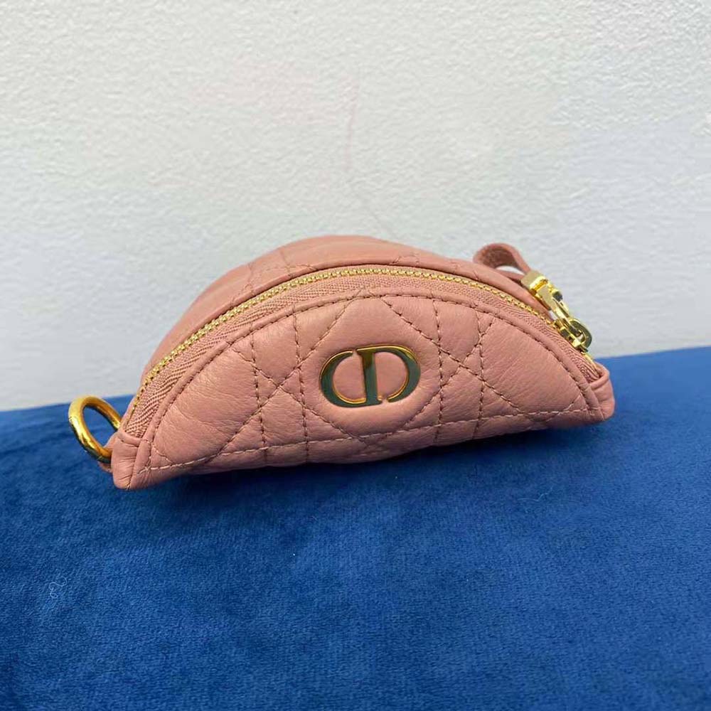 Dior Women Detachable Dior Caro Half-moon Coin Purse
