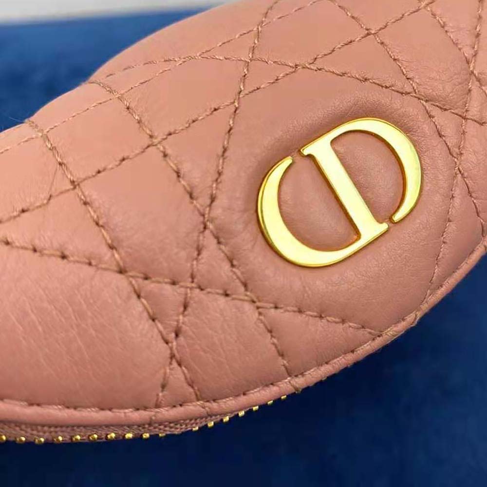 Dior Women Detachable Dior Caro Half-moon Coin Purse
