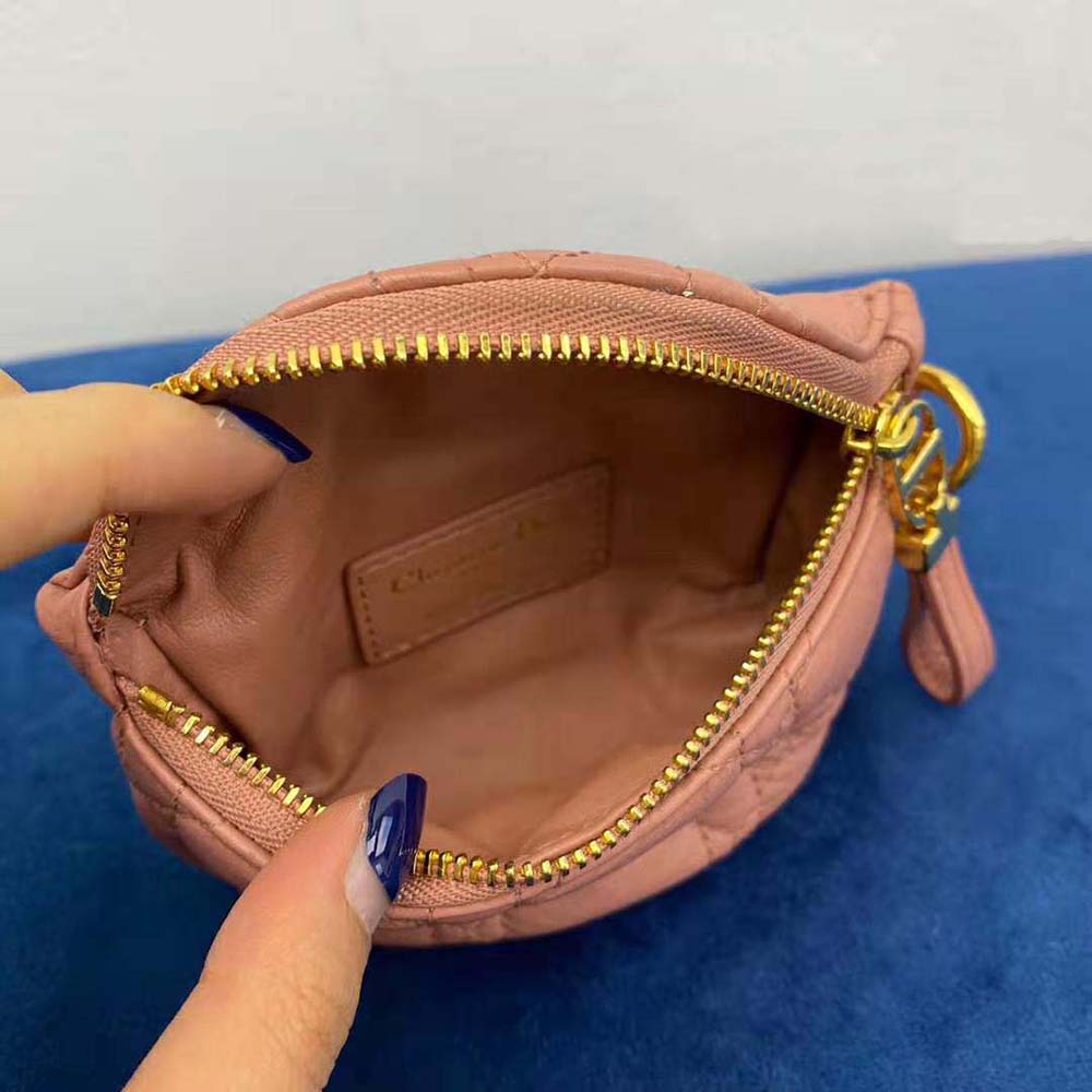 Dior Women Detachable Dior Caro Half-moon Coin Purse