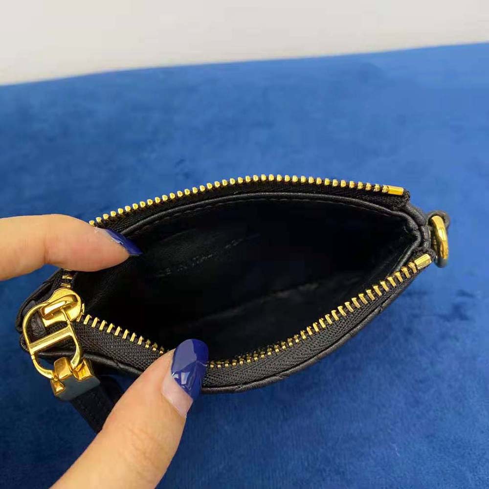 Dior Women Dior Caro Multifunctional Pouch Black Supple Cannage Calfskin