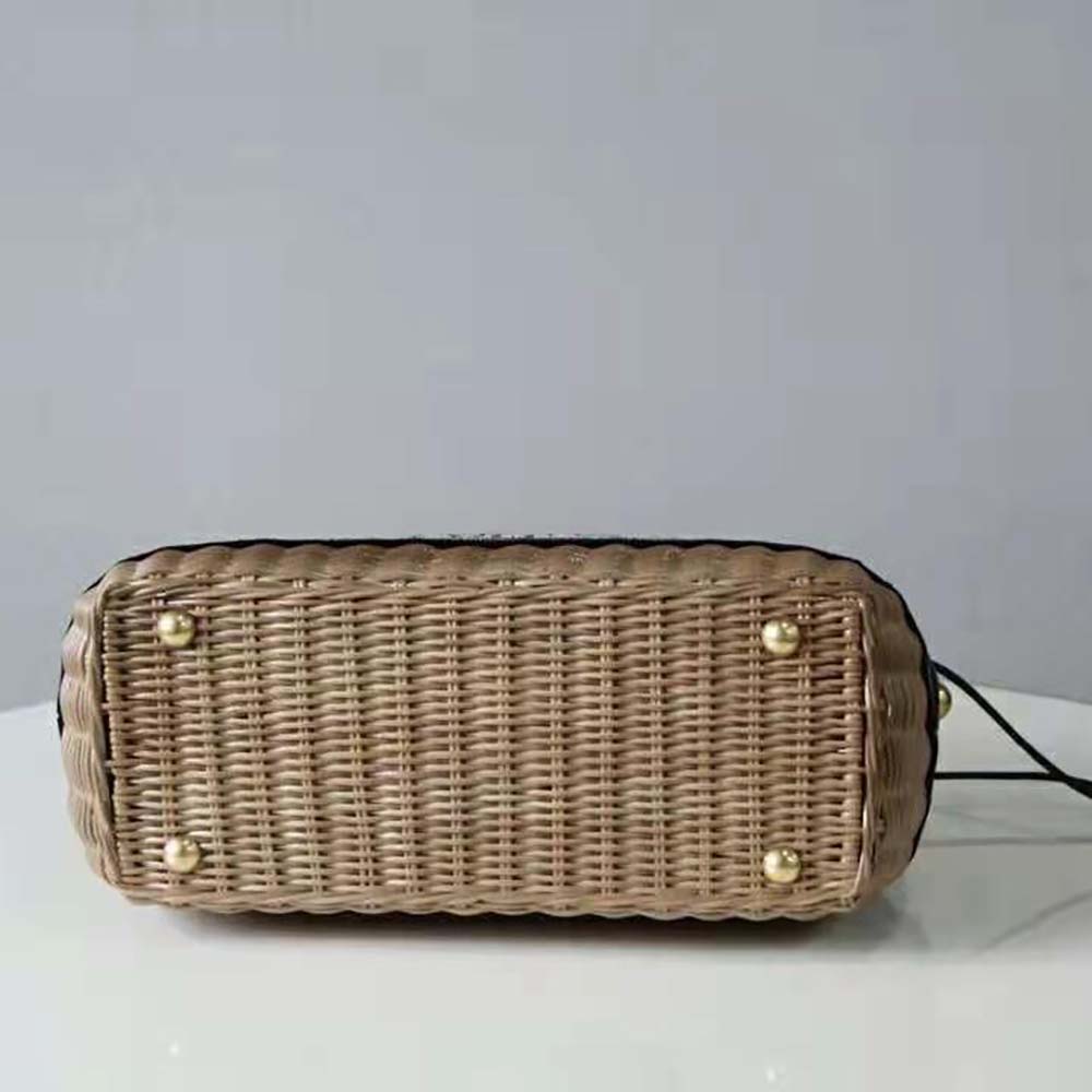 Dior Women Dior Wicker Basket Bag Blue Dior Oblique Jacquard and Natural Wicker